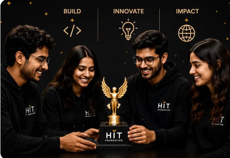 Student receiving an award at a HIT Foundation innovation event